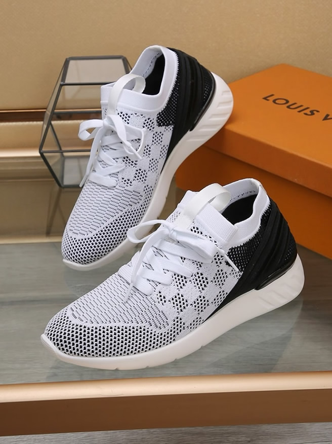 ルイ・ヴィトン ラン 55 ライン スニーカー ダミエ・グラフィット シルバー shoes065