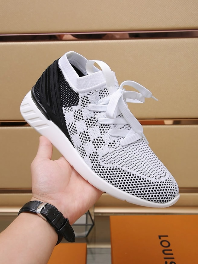 ルイ・ヴィトン ラン 55 ライン スニーカー ダミエ・グラフィット シルバー shoes065