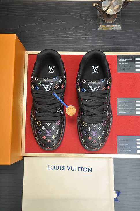 ルイ・ヴィトン lvトレイナー ライン スニーカー ブラック マルチカラー shoes076