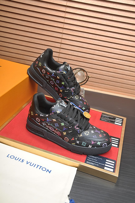 ルイ・ヴィトン lvトレイナー ライン スニーカー ブラック マルチカラー shoes076