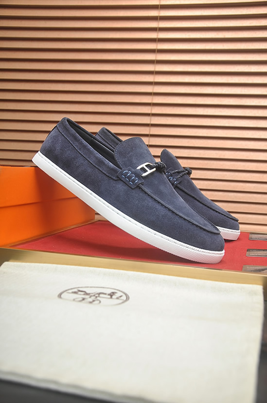 エルメス モカシン 《パリ》 スエード マリン shoes084