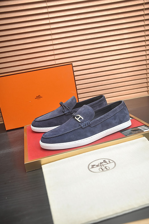 エルメス モカシン 《パリ》 スエード マリン shoes084