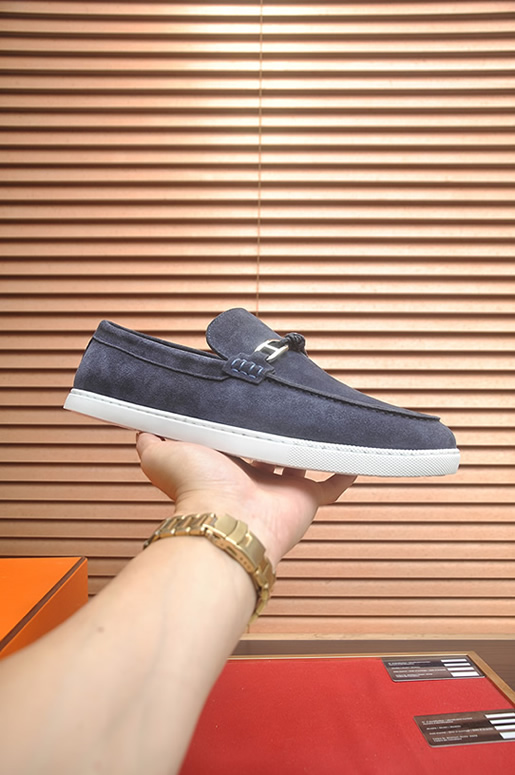 エルメス モカシン 《パリ》 スエード マリン shoes084