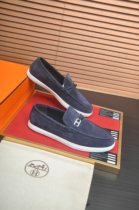 エルメス モカシン 《パリ》 スエード マリン shoes084