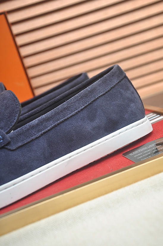 エルメス モカシン 《パリ》 スエード マリン shoes084