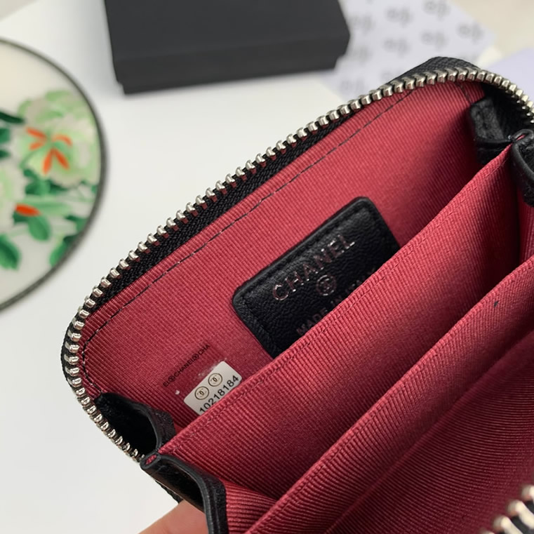 シャネル クラシック ジップ コインパース ラムスキン ブラック シルバー金具 chg69721