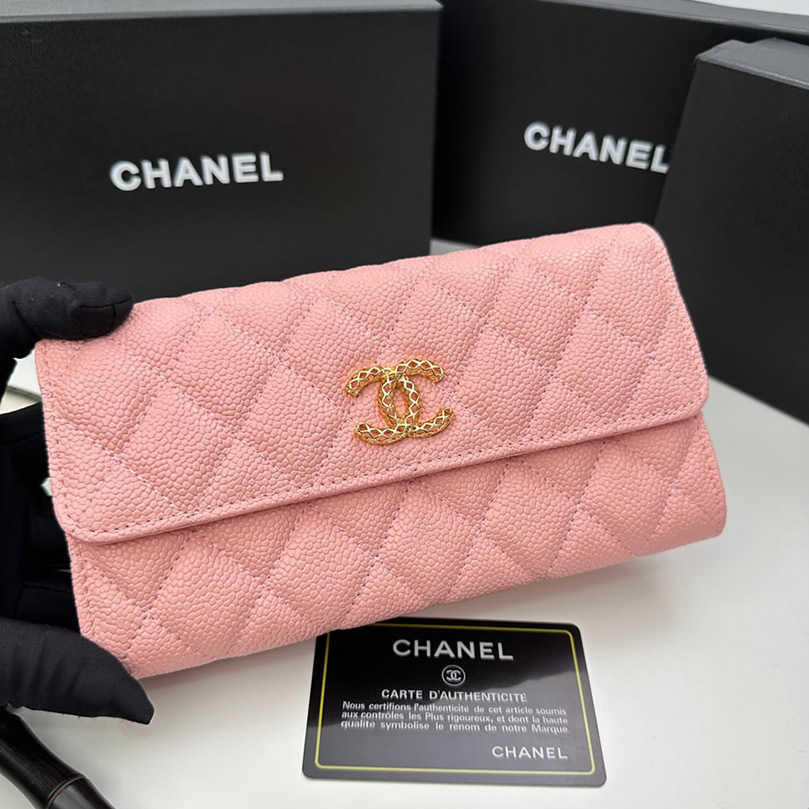 シャネル19 ロング フラップ ウォレット キャビアスキン ピンク ゴールド金具 chg8002 (复制)
