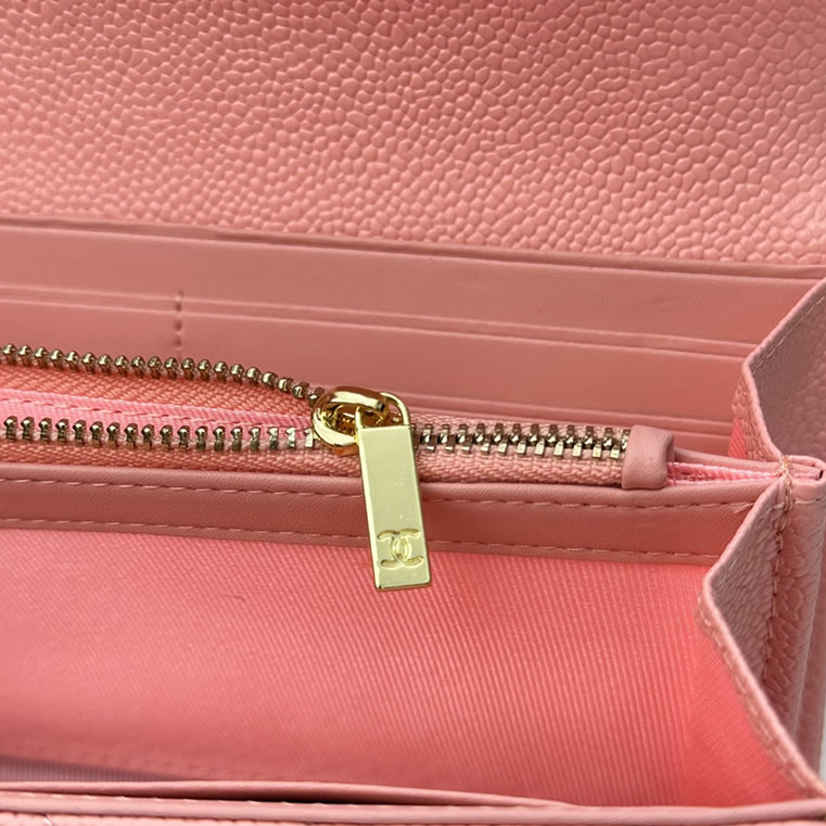 シャネル19 ロング フラップ ウォレット キャビアスキン ピンク ゴールド金具 chg8002