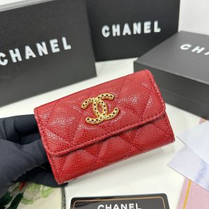 シャネル19 スモール フラップ ウォレット キャビアスキン レッド ゴールド金具 chg8003