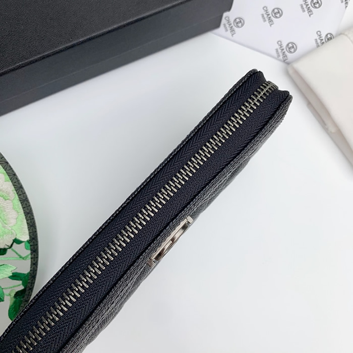 ボーイ シャネル ジップ ウォレット キャビアスキン ブラック シルバー金具 chg88711