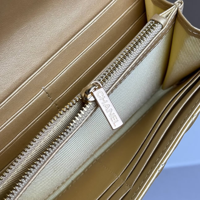 シャネル フラップ ウォレット ラムスキン ゴールド g金具 chg2955