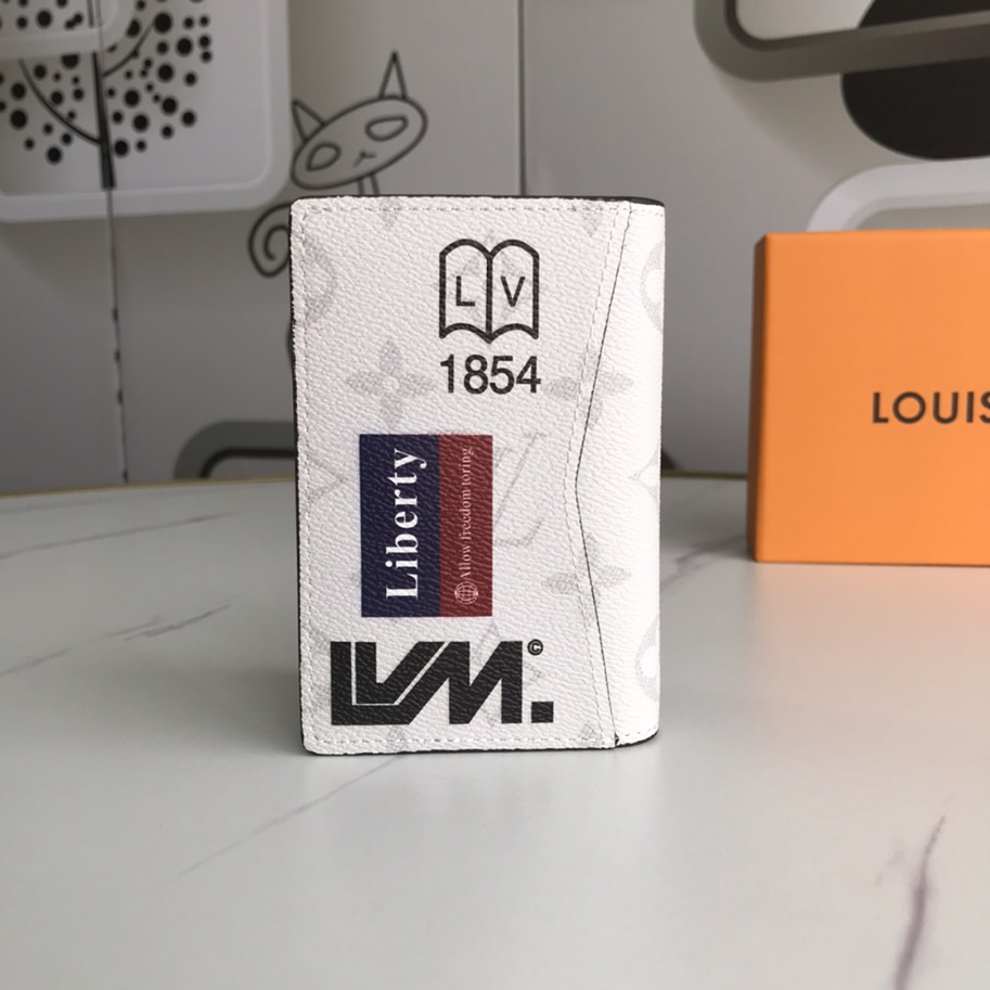 ルイ・ヴィトン オーガナイザー・ドゥ ポッシュ モノグラム・エクリプス ホワイト スカーフ ワーク・ウェア カードケース M67817 - 画像 (2)