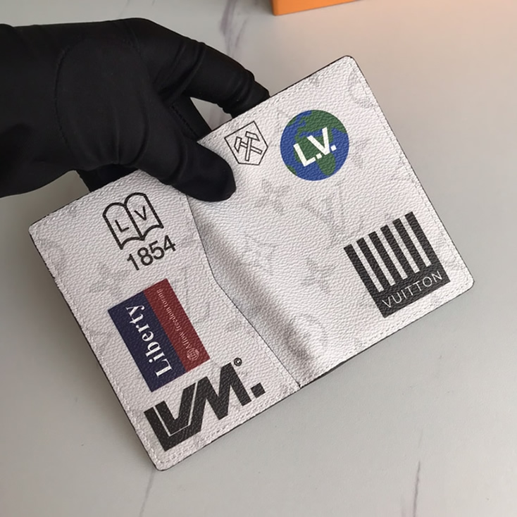 ルイ・ヴィトン オーガナイザー・ドゥ ポッシュ モノグラム・エクリプス ホワイト スカーフ ワーク・ウェア カードケース M67817 - 画像 (4)