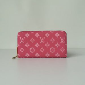 ルイ・ヴィトン ジッピー・ウォレット モノグラム・デニム ピンク ラウンドファスナー 長財布 M27685