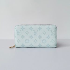 ルイ・ヴィトン ジッピー・ウォレット モノグラム・デニム ライトブルー 財布 M27685