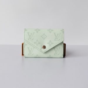ルイ・ヴィトン ポルトフォイユ・ヴィクトリーヌ モノグラム・デニム ライトグリーン 財布 M27682