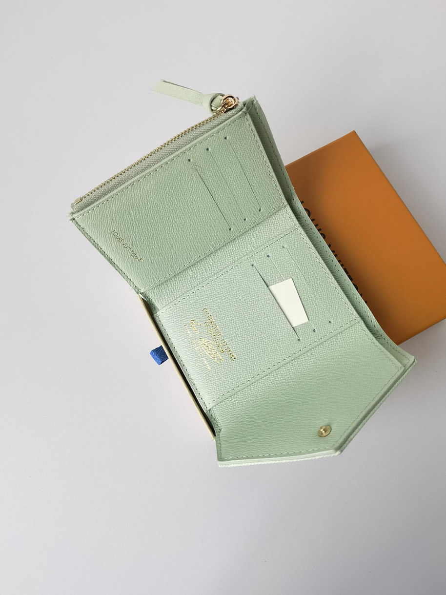 ルイ・ヴィトン ポルトフォイユ・ヴィクトリーヌ モノグラム・デニム ライトグリーン 財布 M27682 - 画像 (5)