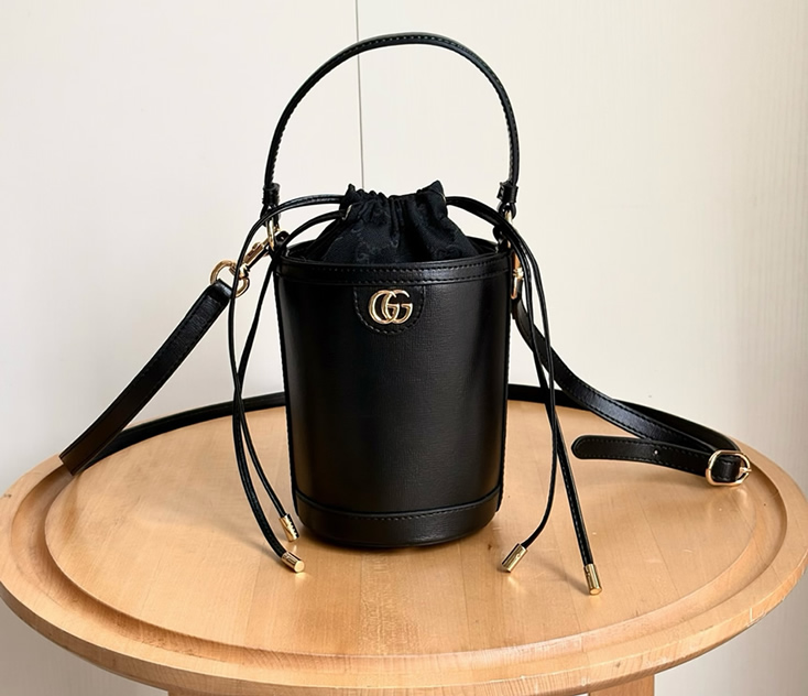 GUCCI アフロディテ ミニ バケットバッグ ブラック レザー 760201