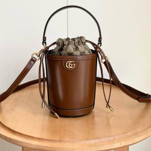 GUCCI アフロディテ ミニ バケットバッグ ブラウン レザー 760201