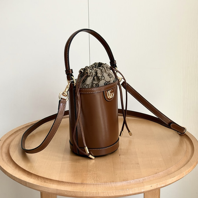 GUCCI アフロディテ ミニ バケットバッグ ブラウン レザー 760201 - 画像 (2)