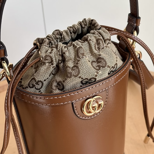 GUCCI アフロディテ ミニ バケットバッグ ブラウン レザー 760201 - 画像 (4)