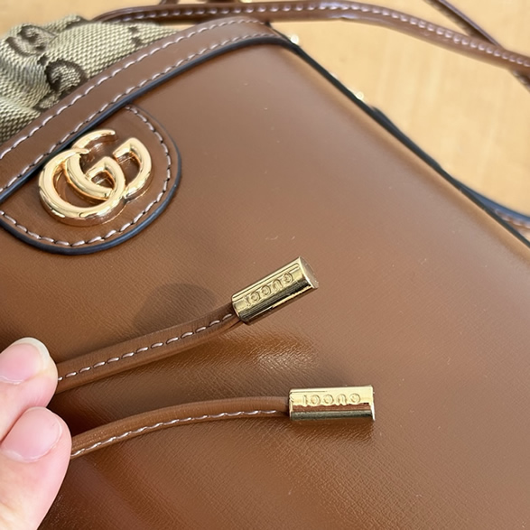 GUCCI アフロディテ ミニ バケットバッグ ブラウン レザー 760201 - 画像 (6)