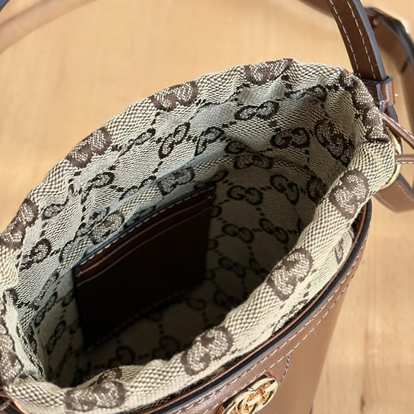 GUCCI アフロディテ ミニ バケットバッグ ブラウン レザー 760201 - 画像 (7)