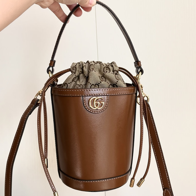 GUCCI アフロディテ ミニ バケットバッグ ブラウン レザー 760201 - 画像 (9)
