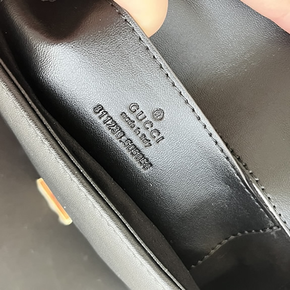 GUCCI GGマーモント ミニ トップハンドルバッグ ブラック レザー 811238 - 画像 (8)