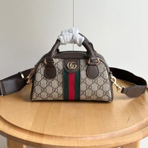 GUCCI オフィディア GG ミニ ボストンバッグ ベージュ エボニー 724606