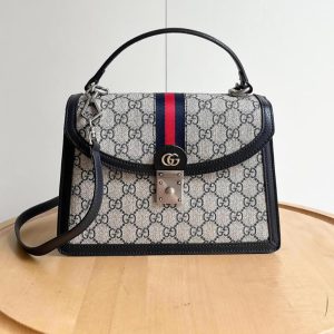 GUCCI オフィディア GG ミディアム トップハンドルバッグ ネイビー 651055