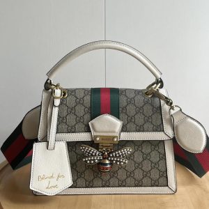 GUCCI クイーン マーガレット GG ミディアム トップハンドルバッグ ホワイト GU476541