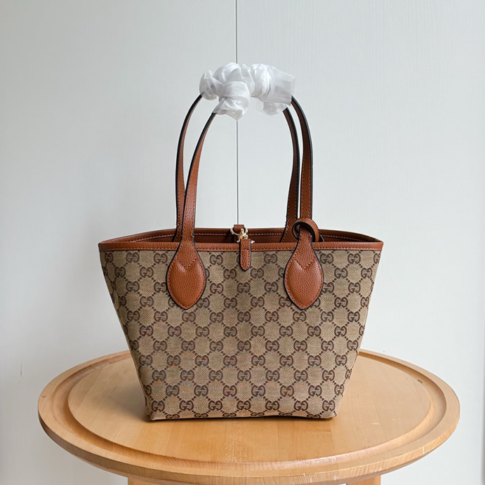 GUCCI グッチ リバーシブル レザー ミディアム トートバッグ ブラウンGU839124 - 画像 (6)