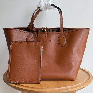 GUCCI グッチ リバーシブル レザー トートバッグ ブラウン ラージ GU839112