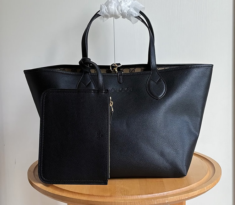 GUCCI グッチ リバーシブル レザー トートバッグ ブラック ラージ GU839112