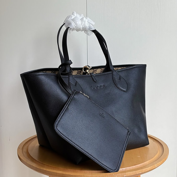 GUCCI グッチ リバーシブル レザー トートバッグ ブラック ラージ GU839112 - 画像 (2)