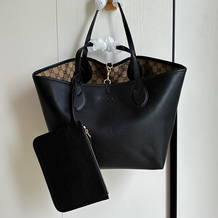 GUCCI グッチ リバーシブル レザー トートバッグ ブラック ラージ GU839112 - 画像 (5)