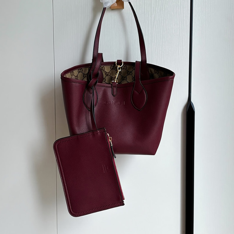 GUCCI グッチ リバーシブル レザー ミディアム トートバッグ ボルドー GU839124 - 画像 (6)