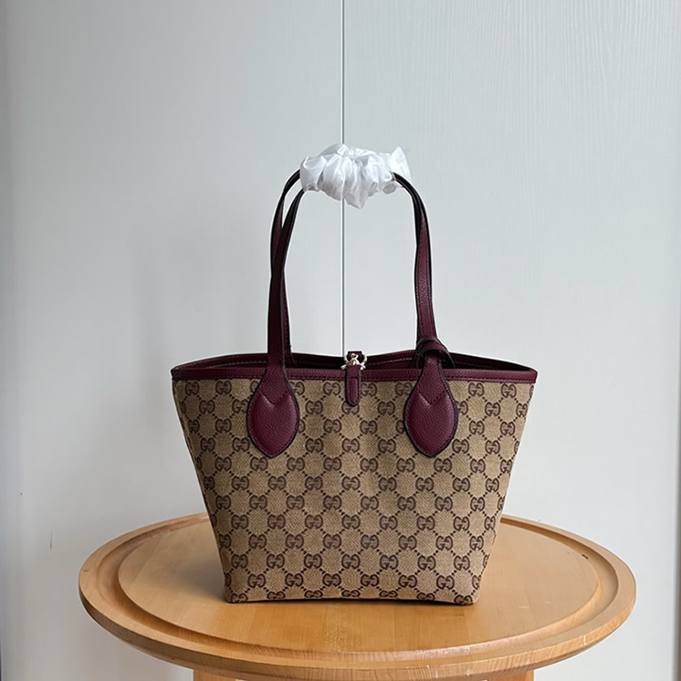 GUCCI グッチ リバーシブル レザー ミディアム トートバッグ ボルドー GU839124 - 画像 (7)