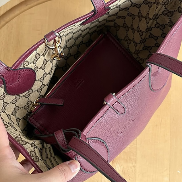 GUCCI グッチ リバーシブル レザー ミディアム トートバッグ ボルドー GU839124 - 画像 (9)