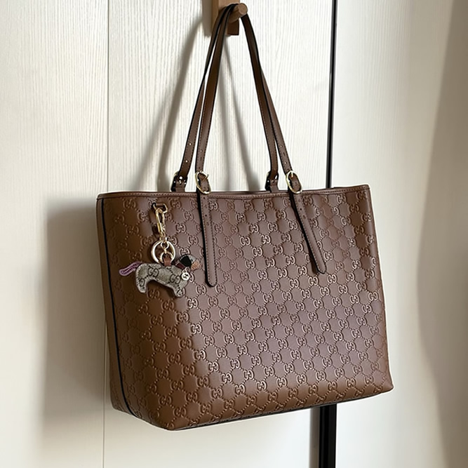 GUCCI グッチ シグネチャー レザー トートバッグ ブラウン GU847455 - 画像 (8)