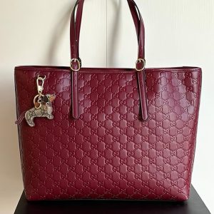GUCCI グッチ シグネチャー レザー トートバッグ ボルドー GU847455