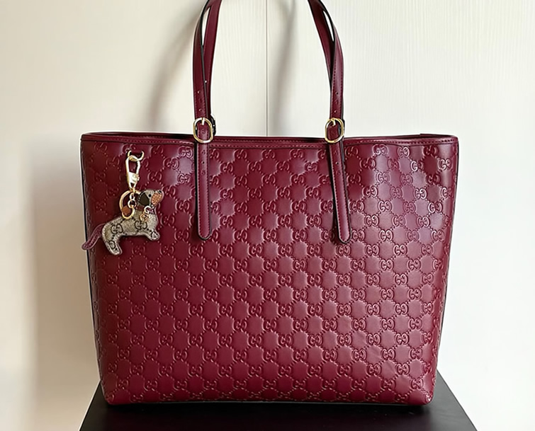 GUCCI グッチ シグネチャー レザー トートバッグ ボルドー GU847455