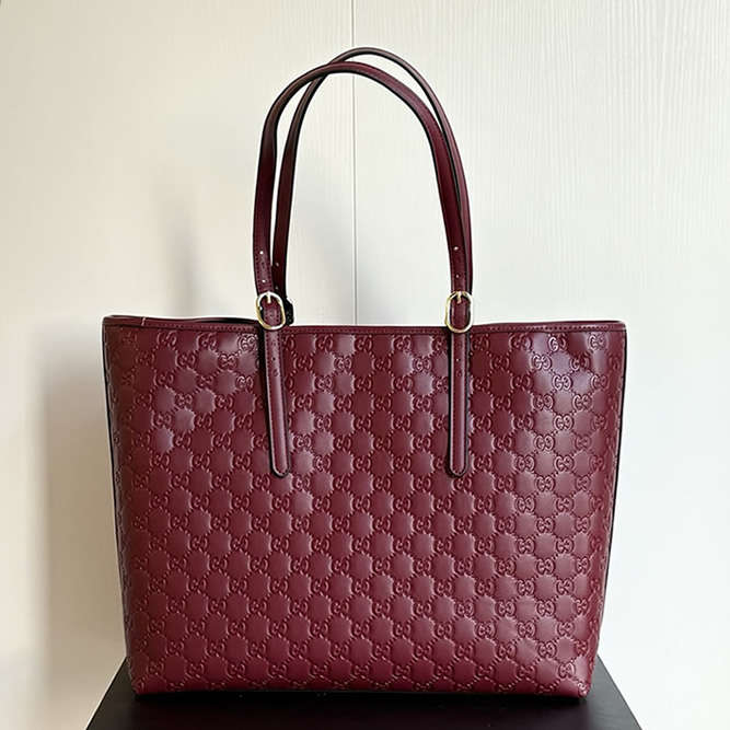 GUCCI グッチ シグネチャー レザー トートバッグ ボルドー GU847455 - 画像 (3)