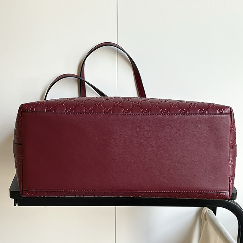 GUCCI グッチ シグネチャー レザー トートバッグ ボルドー GU847455 - 画像 (4)