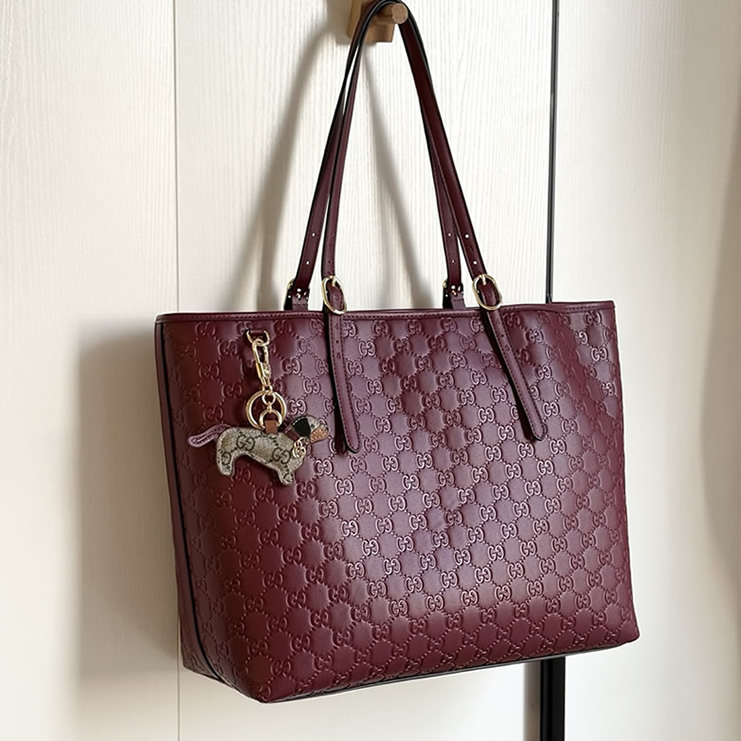 GUCCI グッチ シグネチャー レザー トートバッグ ボルドー GU847455 - 画像 (8)