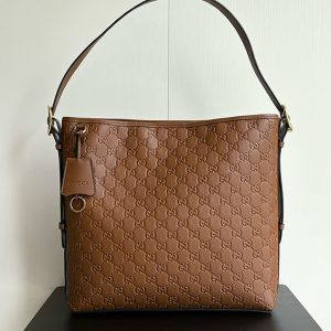 GUCCI グッチ シグネチャー レザー トートバッグ ブラウン GU847452