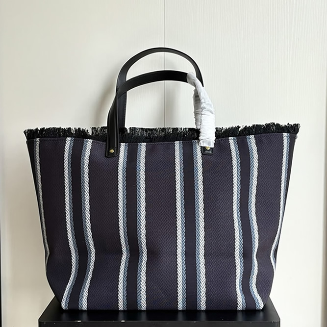 GUCCI グッチ ロゴ ストライプ キャンバス トートバッグ ネイビー GU818771 - 画像 (3)