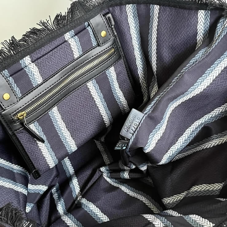 GUCCI グッチ ロゴ ストライプ キャンバス トートバッグ ネイビー GU818771 - 画像 (6)