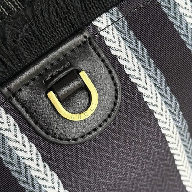 GUCCI グッチ ロゴ ストライプ キャンバス トートバッグ ネイビー GU818771 - 画像 (8)